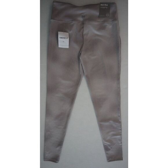 Forever 21 Women's Sz XS Taupe/Silver Spotted Mid-Rise Long Leggings - Picture 2 of 9